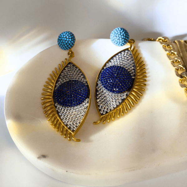Evil Eye Stone Earrings - Image 2
